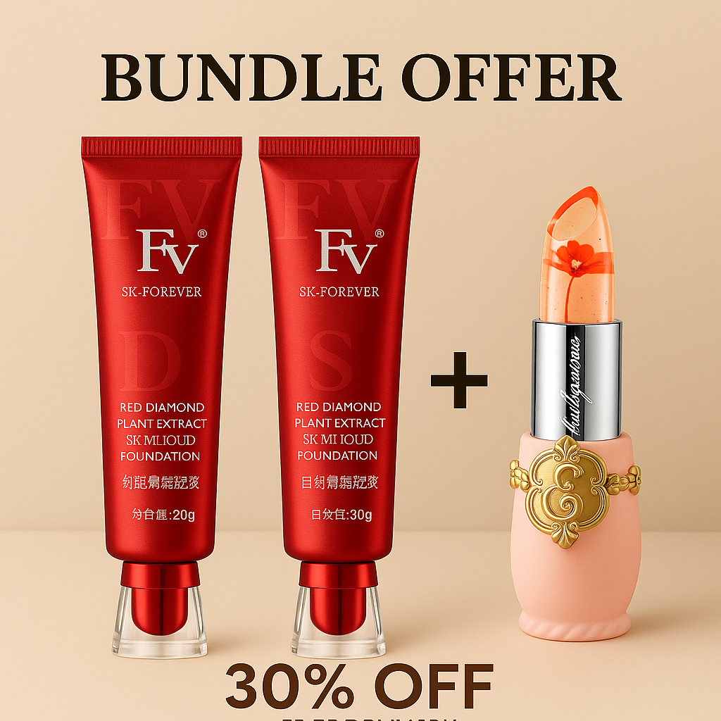 2xHigh Coverage Foundation+get 1 jelly lipstick free