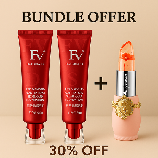2xHigh Coverage Foundation+get 1 jelly lipstick free