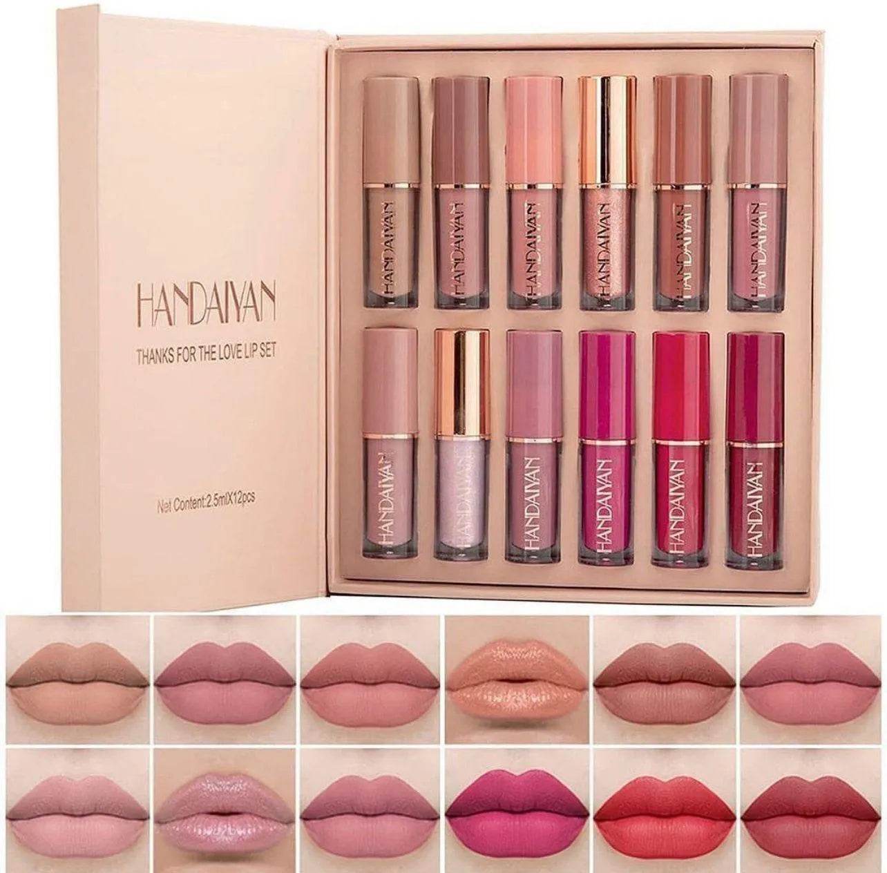 🎉Up to 70% discount 💋12-Piece Lip Set: Matte & Gloss for Every Look