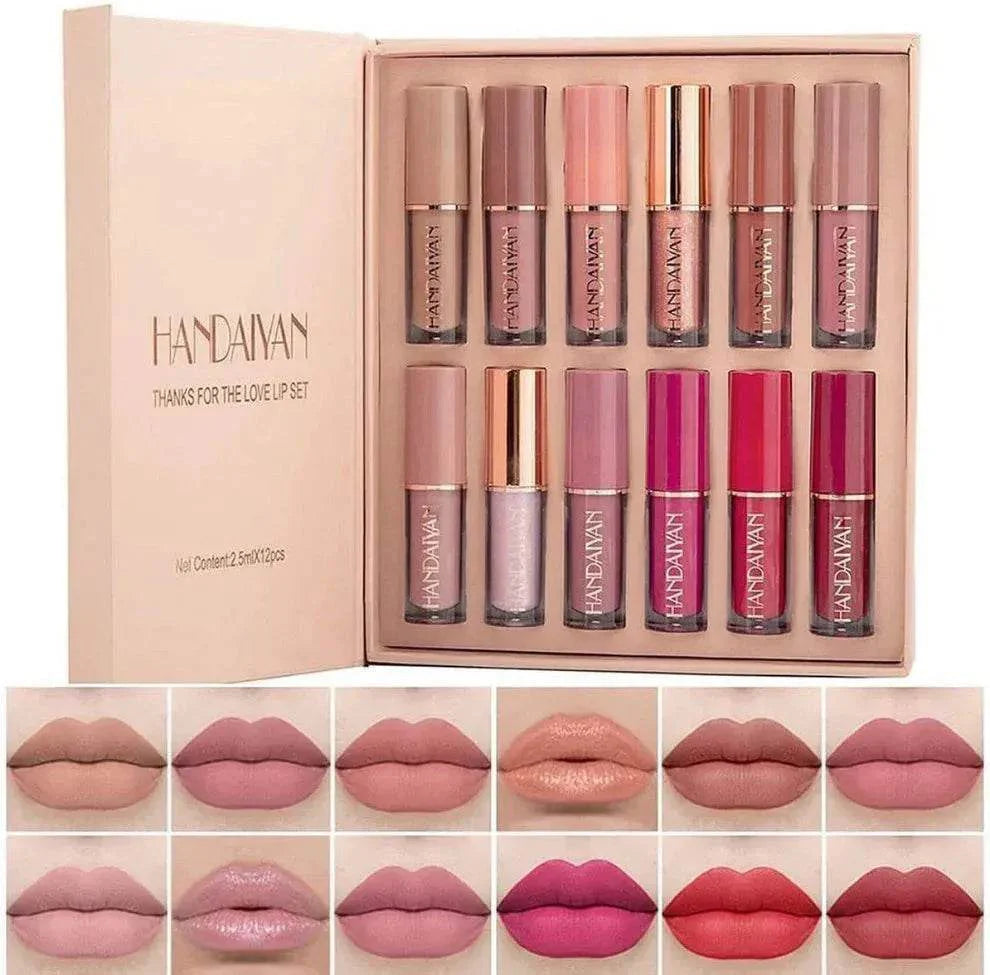 🎉Up to 70% discount 💋12-Piece Lip Set: Matte & Gloss for Every Look